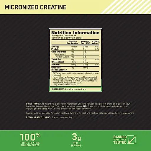 Optimum Nutrition (ON) Micronized Creatine Monohydrate Powder - Muscle Engine Supplement Store