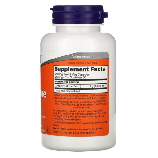 Now Foods L-Arginine 500mg - Muscle Engine Supplement Store