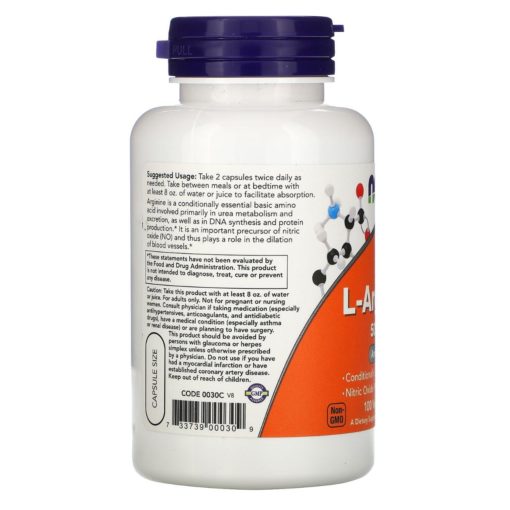 Now Foods L-Arginine 500mg - Muscle Engine Supplement Store