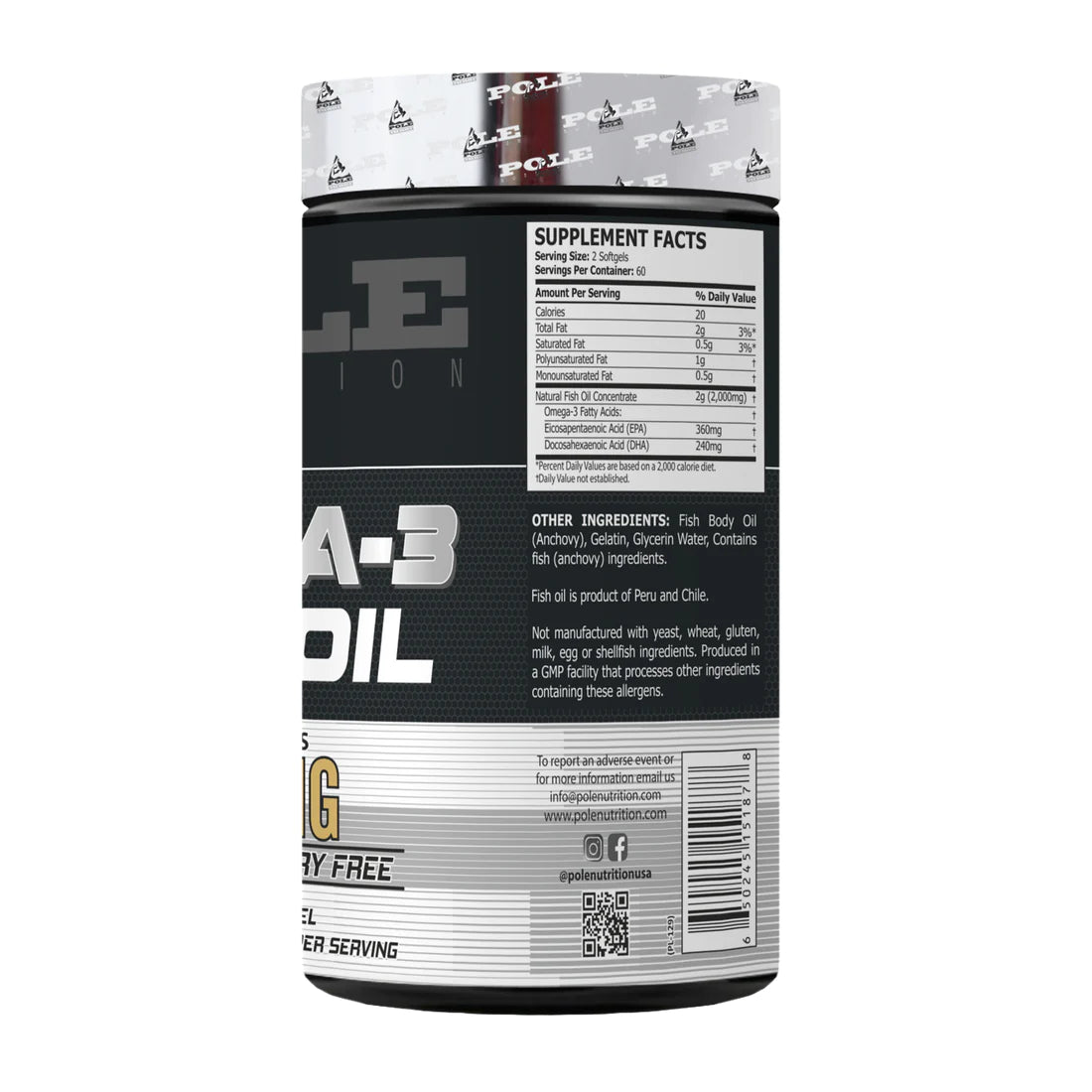Pole Nutrition Omega-3 Fish Oil 1000mg, 120 Softgels - Muscle Engine Supplement Store