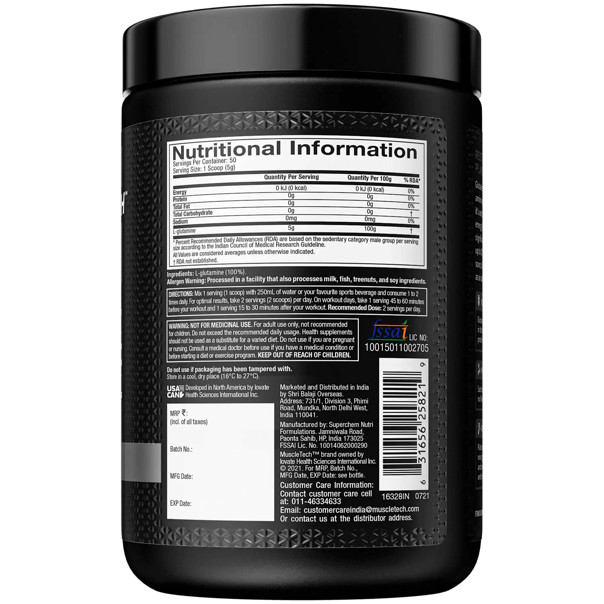 Muscletech Platinum 100% Glutamine - Muscle Engine Supplement Store