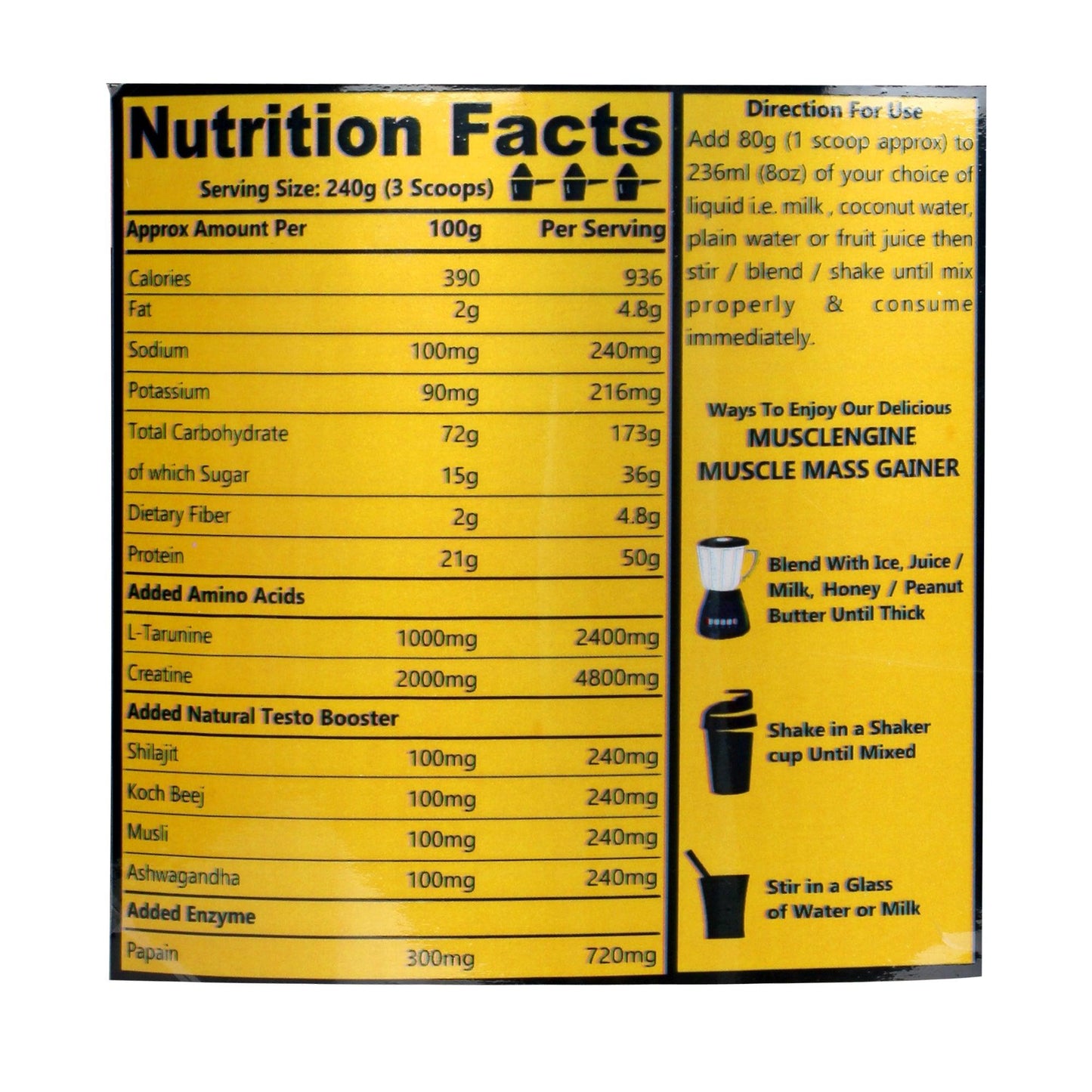 Muscle Engine (ME) Muscle Mass Gainer With Creatine & Natural Test Booster - Muscle Engine Supplement Store
