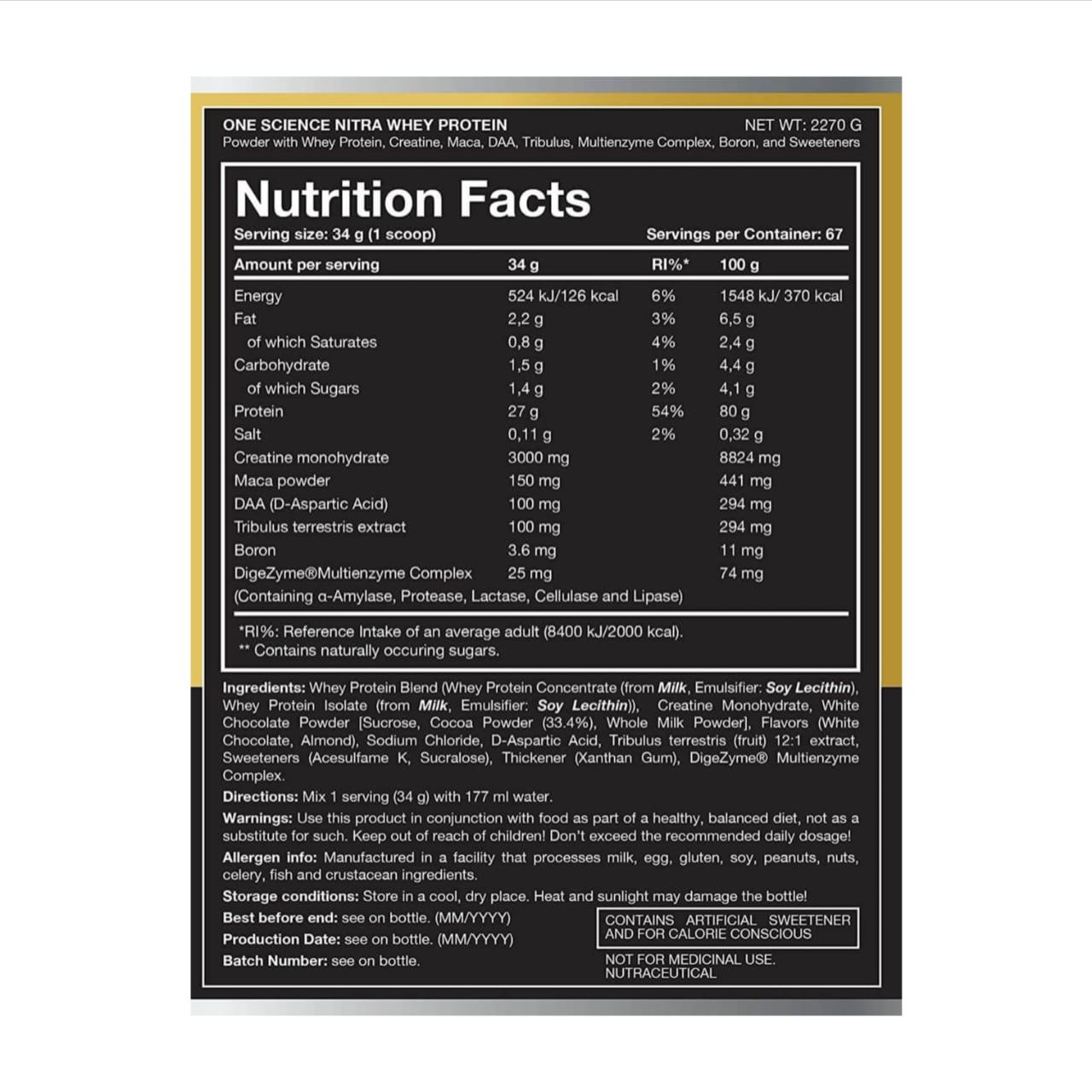 One Science Nutrition Nitra Whey Protein - Muscle Engine Supplement Store